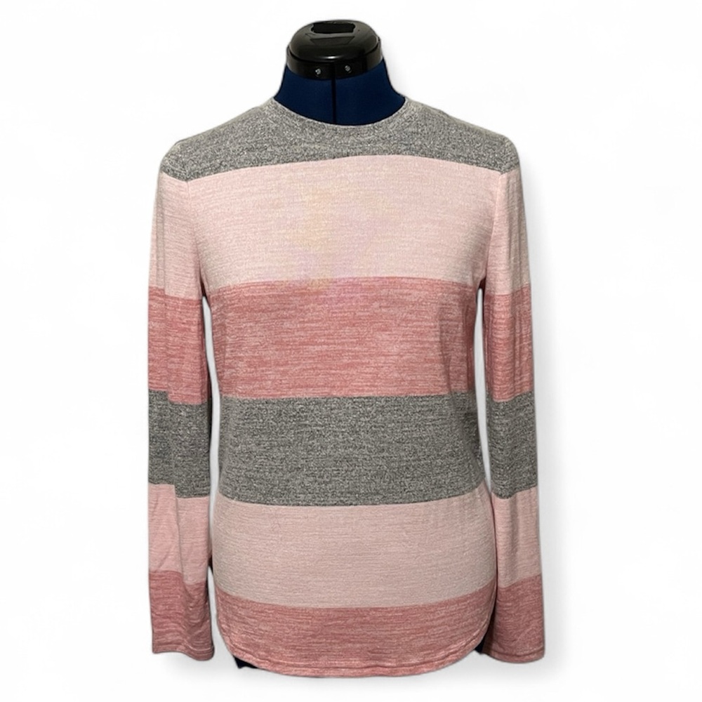 Banana Republic Luxespun Curved Hem T-shirt Gray & Pink Soft Lightweight Size S